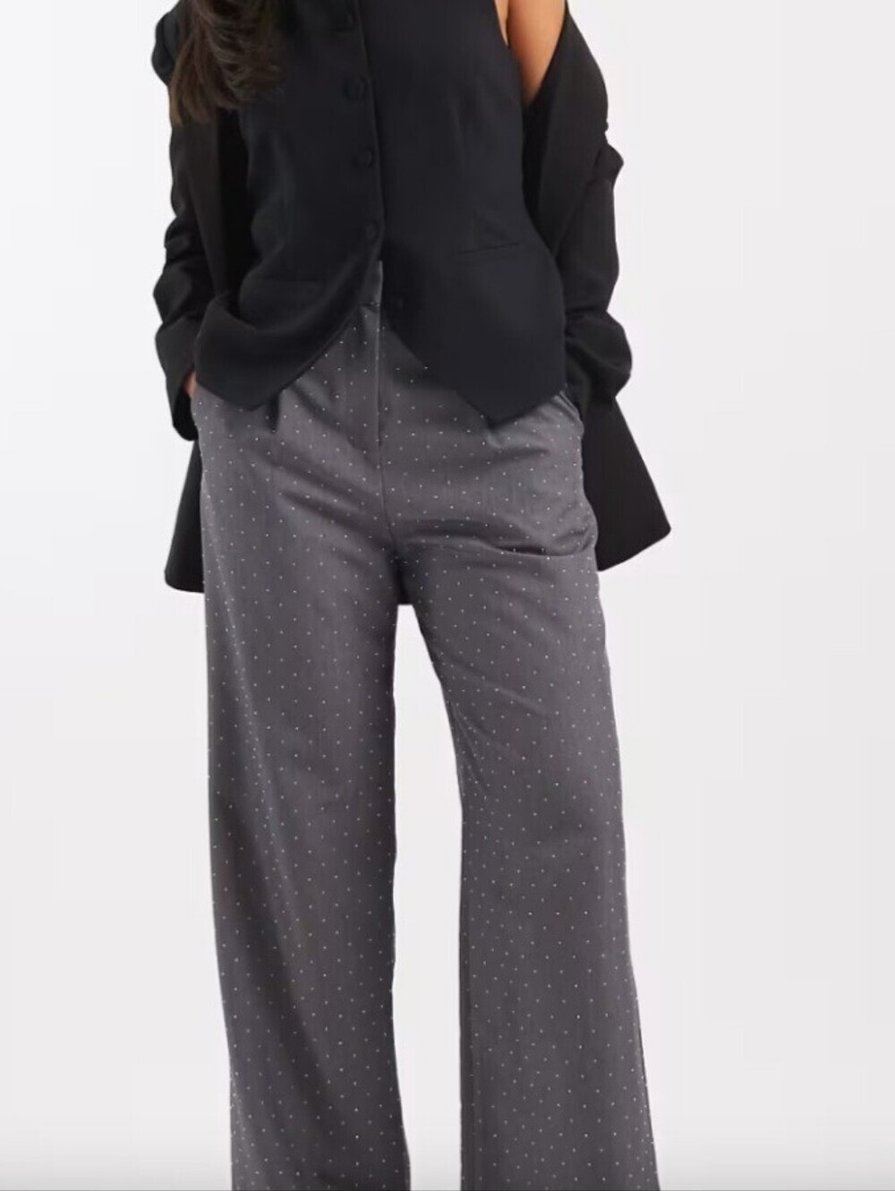 Daphneea PARIS  Sparkle Grey Trousers Elegant Pants Suit .